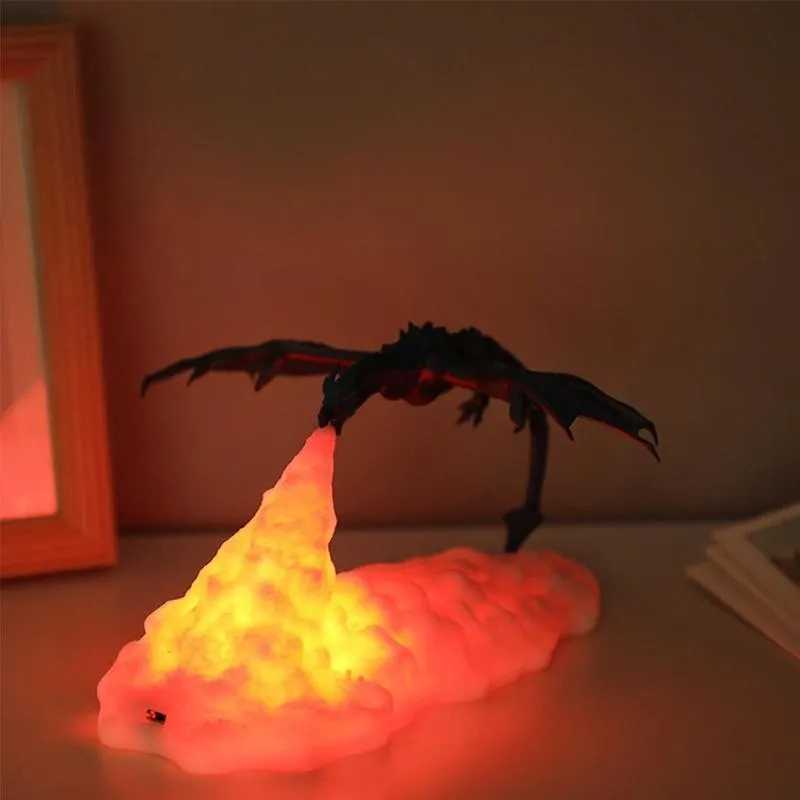 Veilleuse imprimée en 3D en forme de Dragon dinosaure