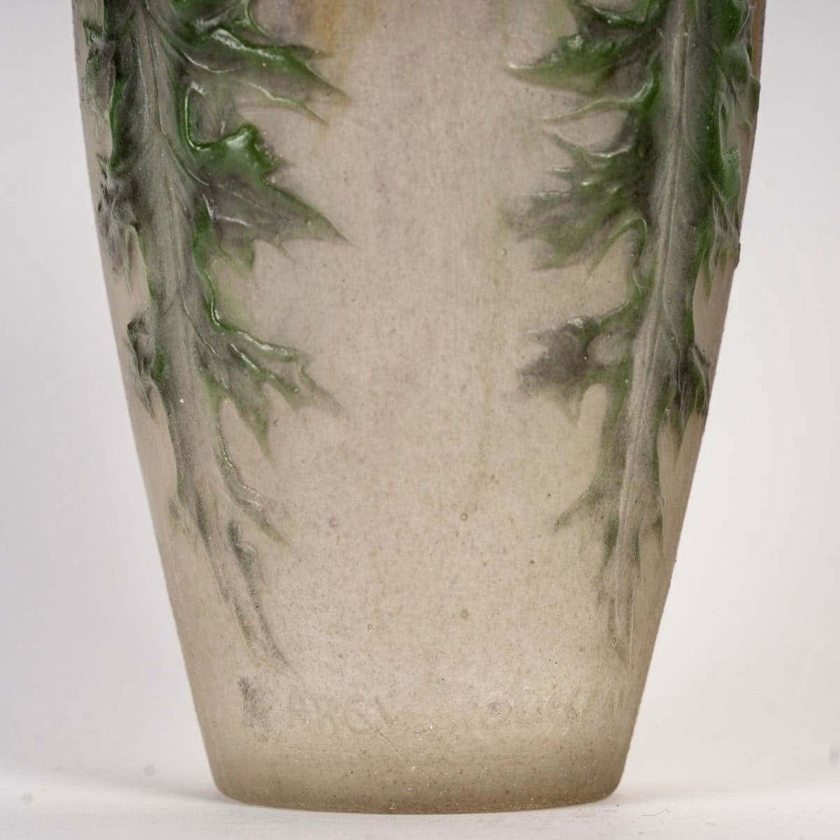 1920 Gabriel Argy Rousseau – Vase Chardons Rouges Pâte De Verre – Image 5