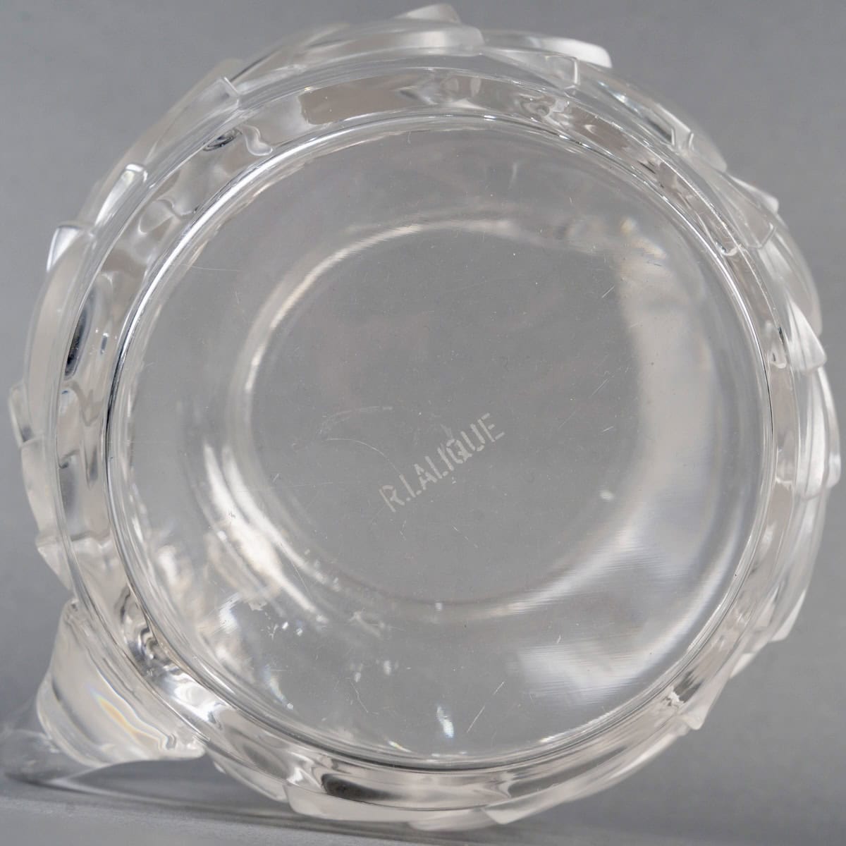 1931 René Lalique – Service Blidah Verre Blanc – 6 Verres, 1 Carafe, 1 Plateau – Image 7