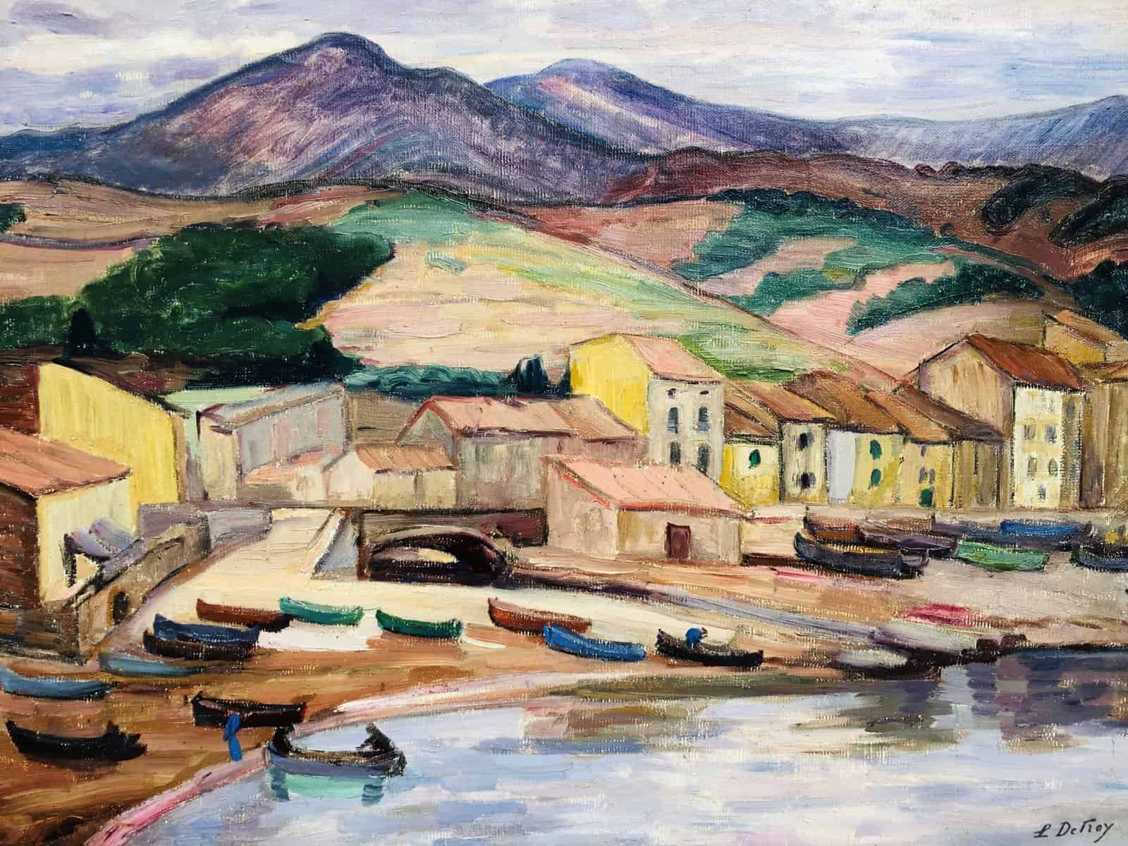 Detroy Léon Ecole Française 20è Siècle Vue du sud de la France Huile Sur Toile Signée Certificat d’authenticité – Image 2