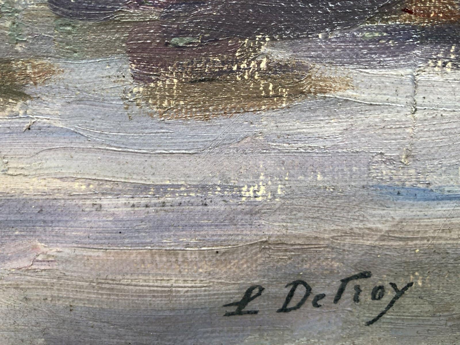 Detroy Léon Ecole Française 20è Siècle Vue du sud de la France Huile Sur Toile Signée Certificat d’authenticité – Image 8