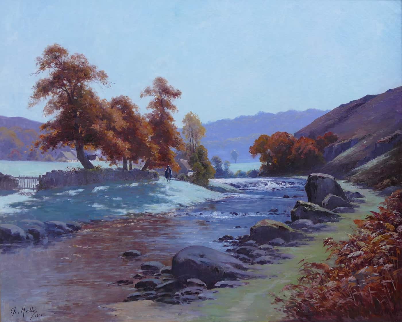 HALLE Charles Tableau paysage 20ème siècle Ecole de Crozant Paysage de La Creuse Huile sur toile signée – Image 5