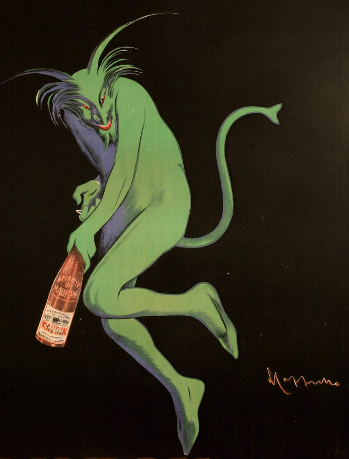 Affiche Originale, Leonetto Cappiello, Maurin Quina, Alcool, Apéritif, Liqueur, Spiritueux, Boisson, Bouteille, Le Puy en Velay, Diable Vert, Démon, Quinquina, Cerise Noire, 1906 – Image 2