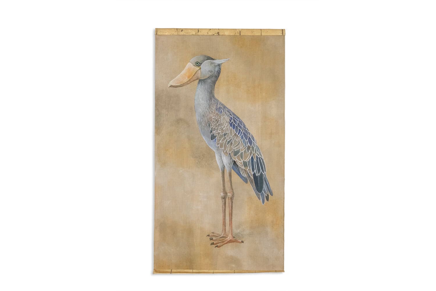 Toile peinte représentant un bec-en-sabot du Nil. Contemporain. LS6347908M